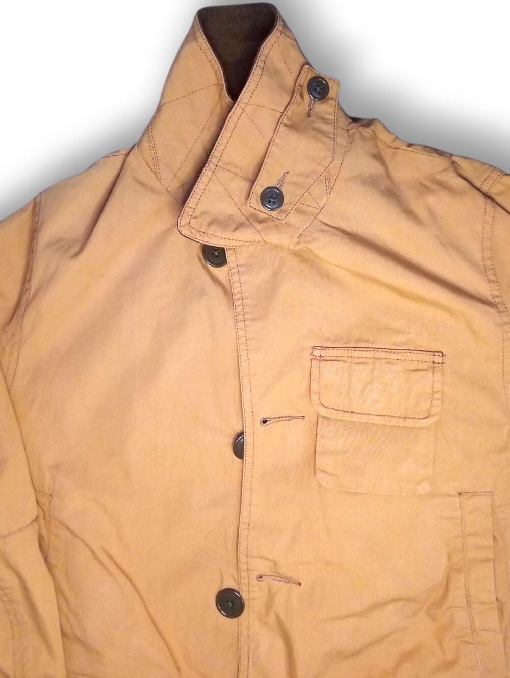 J. CREW Vintage Barn Jacket | Tan w/Brown Trim Plaid Lining Men's XS /Unisex S/M - Picture 11 of 15